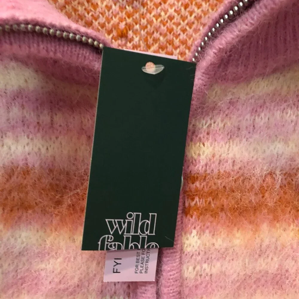 Women's Full Zip Mock Turtleneck Cardigan - Wild Fable™ Pink Plaid XXL - Picture 3 of 4